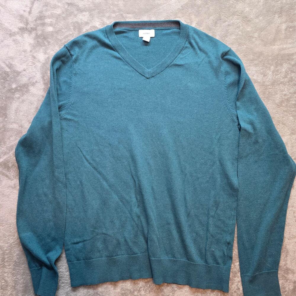 Old Navy Sweater Mens L Blue V-Neck Lightweight Knit Long Sleeve Pullover